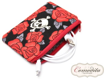 Cable bag, headphone bag, coin bag, utensil approx. 13 x 9 cm