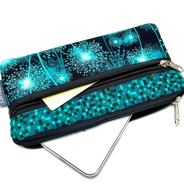 Handytasche Smartphonetasche mit Reißverschluss, Handytasche  2 - Fächertasche, Einheitsgröße für Handys bis 17 cm
