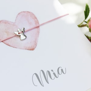 Kommunion Schutzengel Armband Konfirmation Taufe personalisiert Karte mit Namen Schulstart Geschenk Mädchen Junge Engel Fisch Kreuz