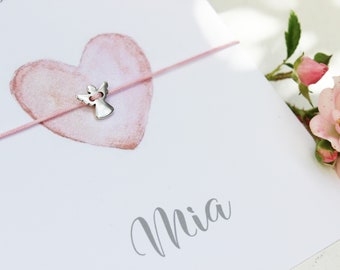 Armband Kommunion Taufe Geschenk Karte mit Namen Schutzengel Schutzengelarmband Taufarmband