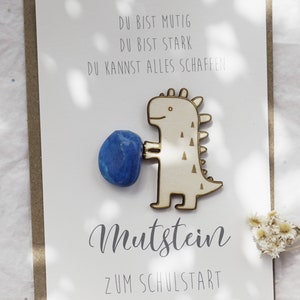 Einschulung Geschenk Junge Mädchen Mutstein Schulkind 2024 Glücksbringer Schultüte Anhänger Schulstart Deko Einhorn Dinosaurier Fußball Dinosaurier