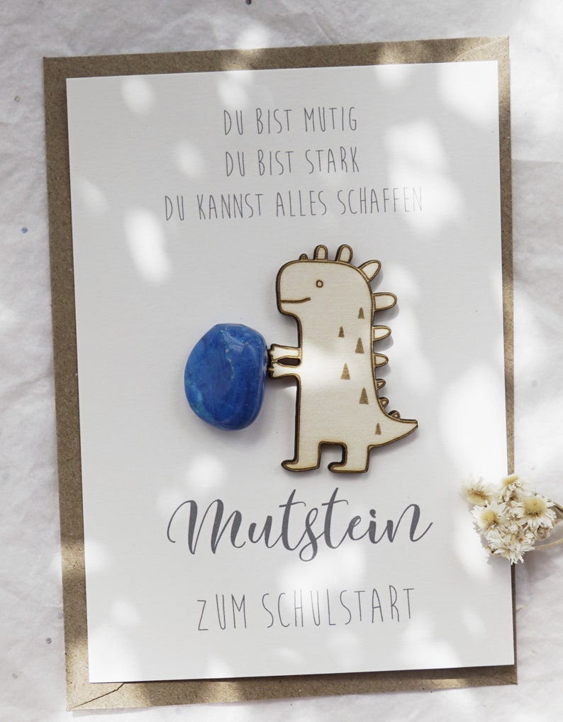 Einschulung Geschenk Junge Mädchen Mutstein Schulkind 2024 Glücksbringer Schultüte Anhänger Schulstart Deko Einhorn Dinosaurier Fußball Dinosaurier