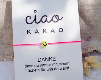 Abschiedsgeschenk Erzieherin mit Herz Kindergarten Dankeschön Lehrerin Danke Karte Postkarte Geschenk Armband Ciao Kakao