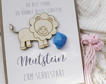 JOYEASE Mutstein Einschulung - Glücksbringer Für Jungen Mit Grußkarte & Stoffbeutel