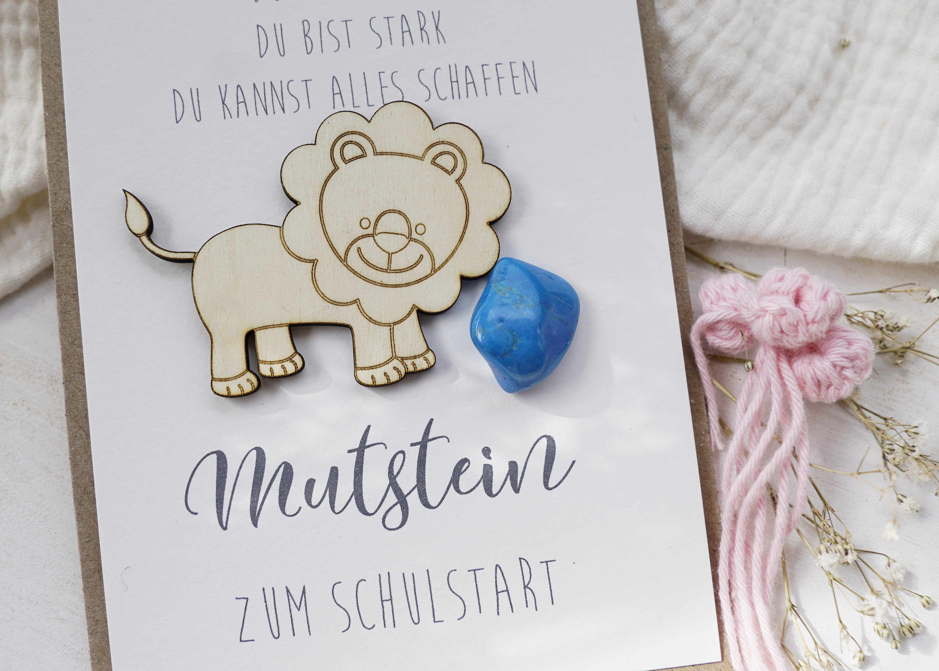 Mutstein Zur Einschulung 2025 - Glücksbringer Set Mit Dino Und Karte Für Schultüte