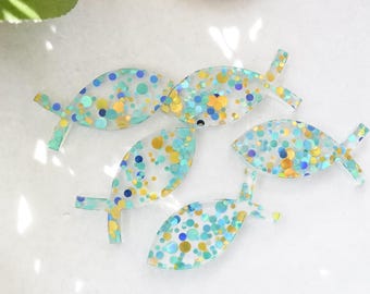 Streudeko Taufe Kommunion Taufdeko rosa blau hellblau Mädchen Junge Acryl Glitzer Konfetti Fische Blumen Kindergeburtstag Tischdekoration