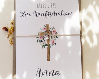 Schutzengel Armband Kommunion Konfirmation Kreuz Taufe personalisiert Firmung Karte Geschenk Mädchen Junge Armband Taufarmband Engel Kreuz