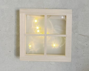 Wichtelzubehör beleuchtetes Fenster Wichtelfenster mit Beleuchtung Fenster für Wichteltür mit Licht LED Lichterkette Wichtel Zubehör