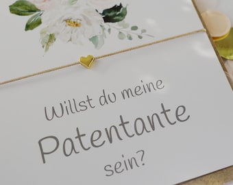 Patentante fragen Blumenstrauß Taufpatin Willst du meine Patentante sein? Armband Geschenk für Patentante werden fragen Frage Taufe
