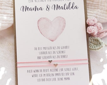 Mutmacher Mama & Tochter Armband Einschulung Geschenk Schulkind Armband Karte zum Schulstart Schulbeginn Füllung für Schultüte Mädchen