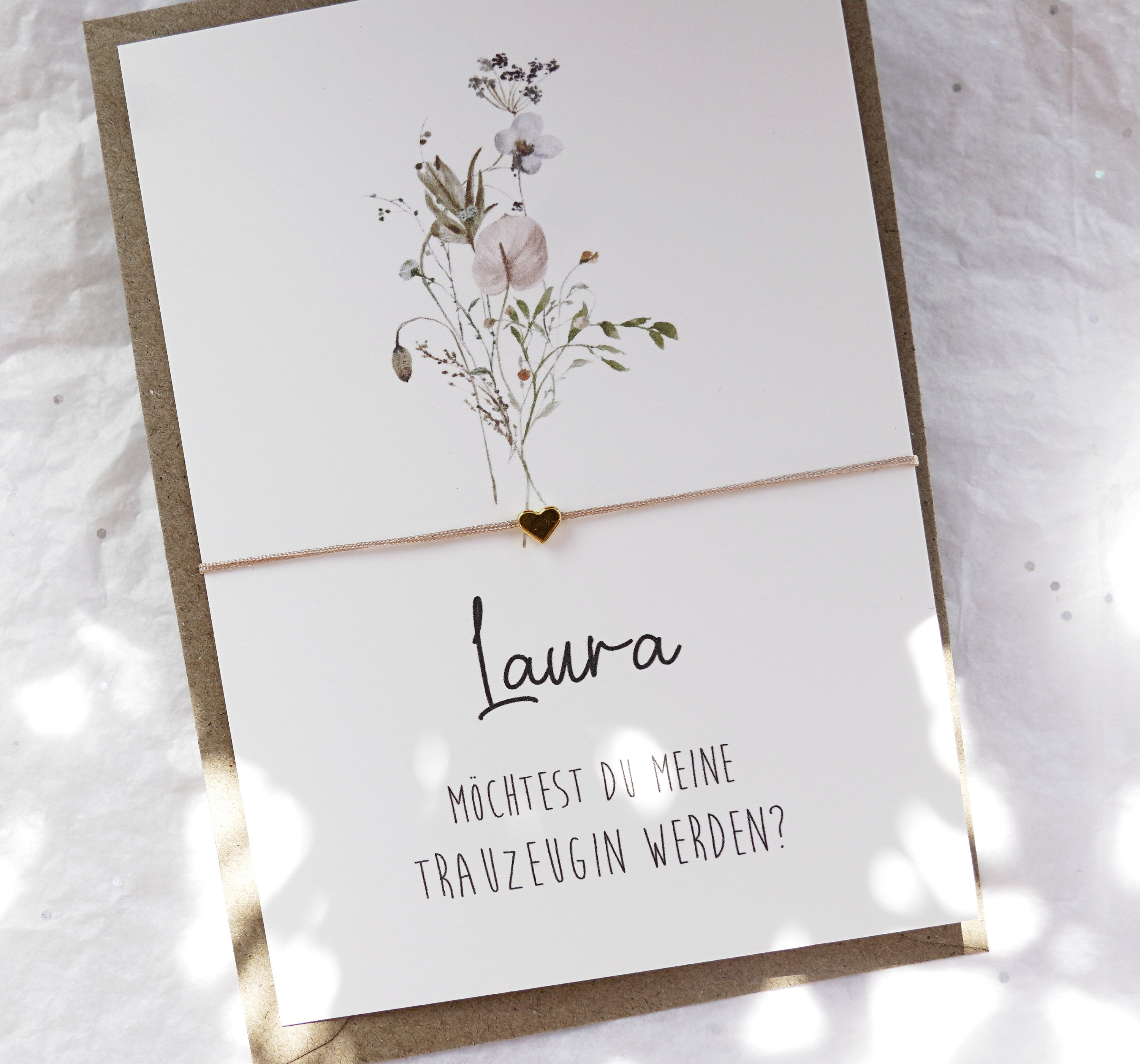 personalisiertes Armband für Trauzeugin Brautjungfer Geschenk, Willst du meine Trauzeugin sein? Karte Geschenk Trauzeugin fragen Frage