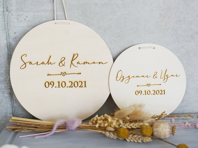 Hochzeitsgeschenk personalisiert Hochzeitsschild Holzschild Name Geschenke zur Hochzeit Deko Einzug Türschild Namensschild Hochzeitsdeko image 5