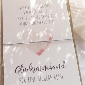 Schutzengel für die Reise Glücksarmband Freundschaftsarmband Glücksbringer Talisman Armband Herz Reisebegleiter Heimweh Au Pair Geschenk