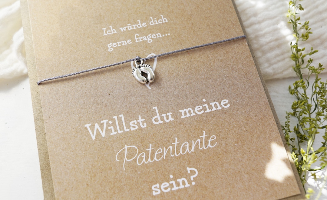 Manahia Patentante Armband Edelstahl - "Willst Du Meine Patentante Werden?"