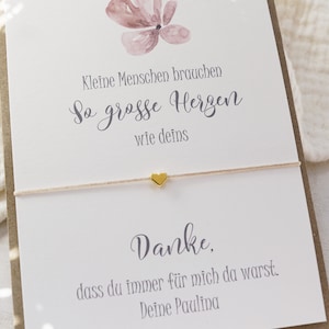 Abschiedsgeschenk Kindergarten Erzieherin Geschenk personalisierte Karte für Hebamme Armband mit Herz Dankeschön Lehrerin Dankeschön