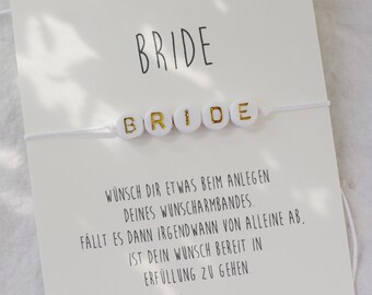 1 x BRIDE Armband JGA Armbänder Armband Set Karte Team Braut Team Bride Armbänder Geschenk für Braut