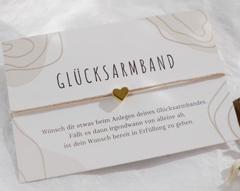 GLÜCKSARMBAND Herz Freundschaftsarmband | Weihnachtsgeschenk kleine Geschenke | Geschenk für Erzieherin Armband | Glücksbringer Schulstart