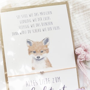 Schulkind 2025 Armband Schutzengel Einschulung Karte Geschenk Junge Mädchen Schulstart personalisiert Schlaufuchs Fuchs Armband Geldgeschenk