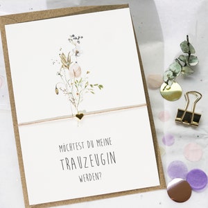 Armband für Trauzeugin fragen Geschenk Armband Herz Brautjungfer Willst du meine Trauzeugin sein? Trauzeugin Karte Frage