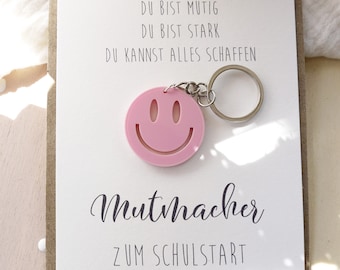 Einschulung Geschenk Junge Mädchen Mutstein Mutmacher Smiley Schulkind 2024 Glücksbringer Kinder Schultüte Anhänger Schulstart Deko