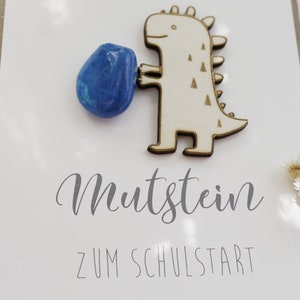 Einschulung Geschenk Junge Mädchen Mutstein Schulkind 2024 Glücksbringer Schultüte Anhänger Schulstart Deko Einhorn Dinosaurier Fußball Bild 7