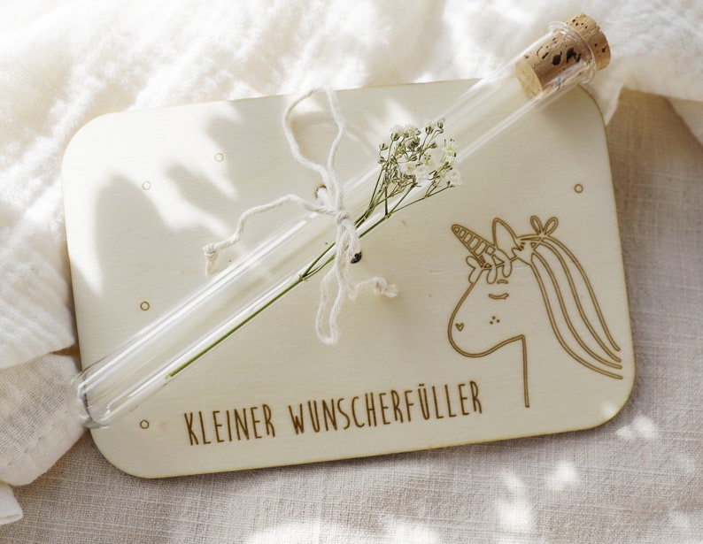 Geldgeschenk Taufe Kommunion Schulkind Schulstart Einhorn Geschenk Geburt Wunscherfüller Reagenzglas Junge Mädchen Karte Geburtstag Einhorn