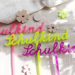 Caketopper Name Taufe Konfirmation Kommunion Neon personalisiert Schulkind bunt Acryl Konfetti Streudeko Schultüte Einschulung Tischdeko image 6