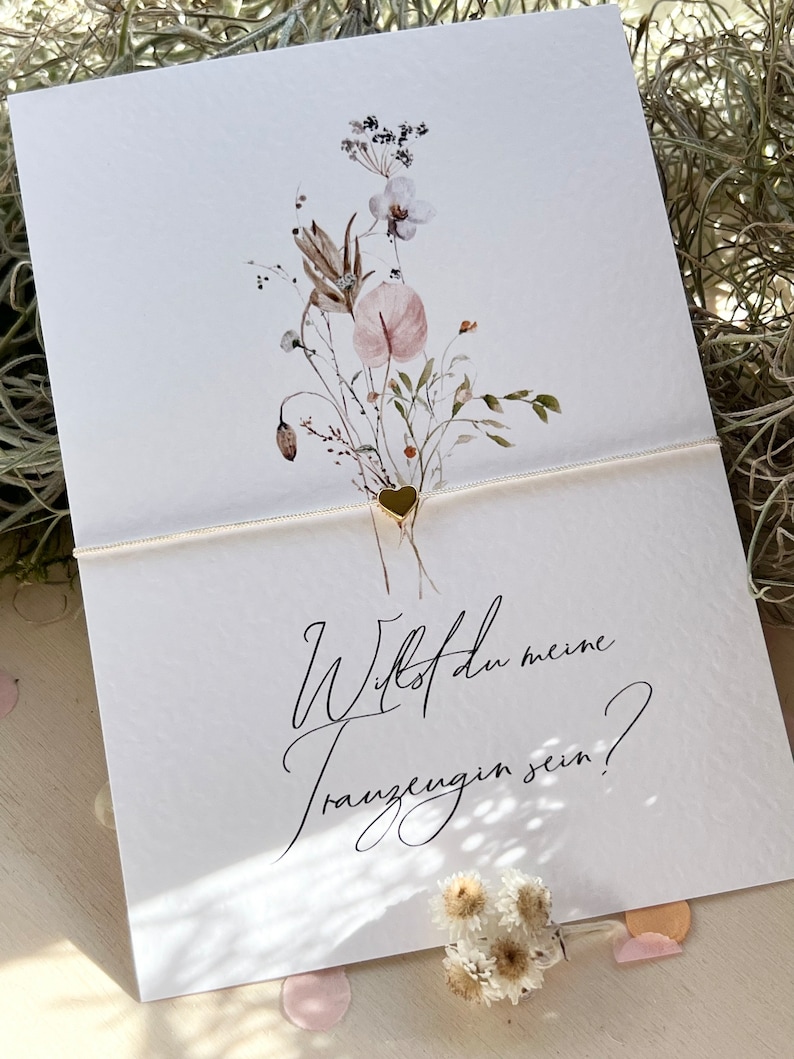 Trauzeugin fragen - die schönsten Ideen & Geschenke + 7 Karten-Vorlagen Armband Trauzeugin Herz Brautjungfer Geschenk personalisiert Bild 1