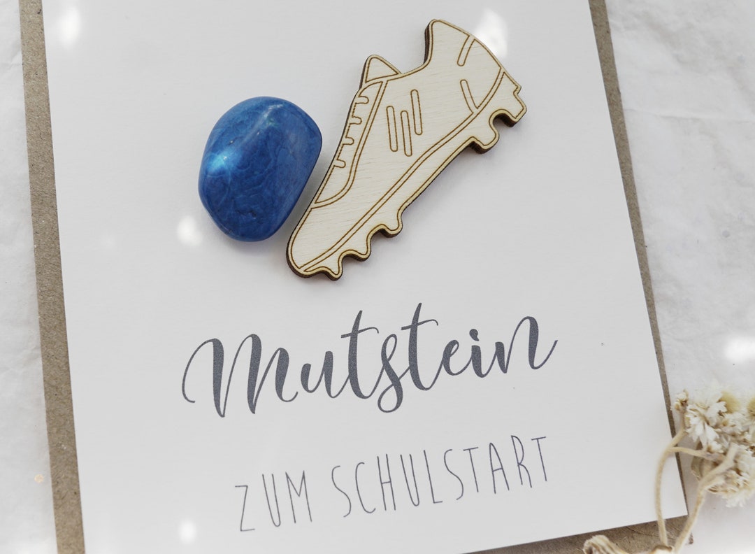 Glücksstein Einschulungsgeschenk Für Jungen - Mutmacher Mit Grußkarte
