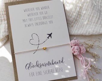 Glücksbringer Reise Au Pair Glücksarmband bei Flugangst Armband Freundin Herz Fly Safe Schutzengel Flugzeug Abschiedsgeschenk