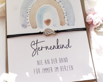 Sternenkind Armband Stern Andenken Trauerkarte Karte Engel Erinnerung Geburtstag Geschenk  BFF Stille Geburt Fehlgeburt Geschenke Kerze