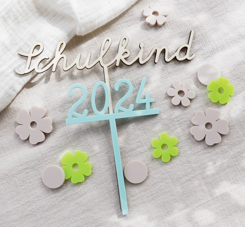 Caketopper Name Taufe Konfirmation Kommunion Neon personalisiert Schulkind bunt Acryl Konfetti Streudeko Schultüte Einschulung Tischdeko image 4