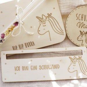 Anhänger Schulkind 2024 Schultüte Schulstart Einhorn Geschenk Deko Tischdeko Schuleinführung Junge Mädchen Geschenkanhänger personalisiert image 8