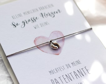 Armband für Patentante fragen Karte personalisiert Geschenk Kleine Menschen brauchen so große Herzen wie deins Patentante Geschenkidee