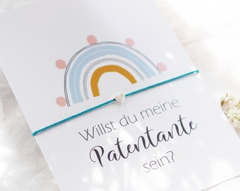 Armband für Patentante Taufpatin personalisiert Willst du meine Patentante sein? Geschenk Patentante werden fragen Frage Taufe Regenbogen