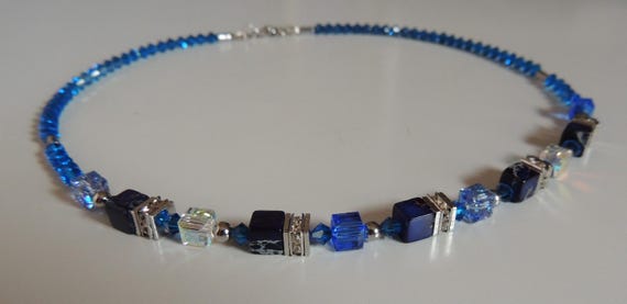 Necklace, necklace, jewelry, cube chain, bicone beads, cube
