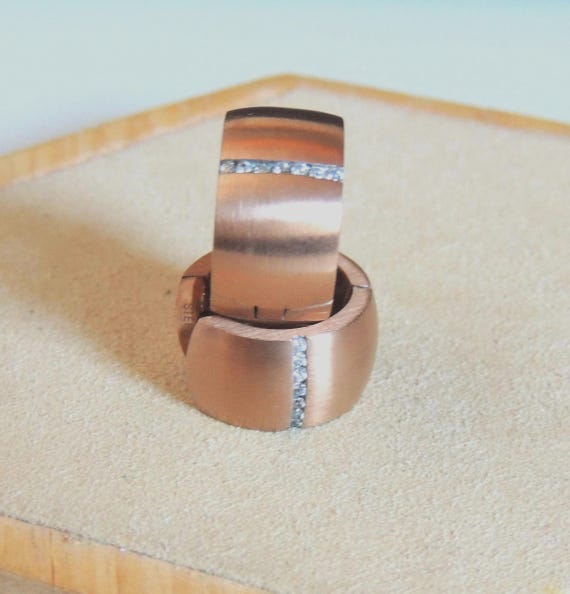 Rose gold hoop earrings with cubic zirconia, jewelry, gifts