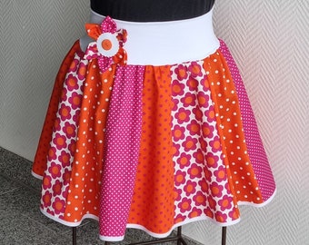 clown skirt size 34/36/38/40/42 incl. flower pin clown dress clown dress carnival costume carnival clown skirt flower retro orange pink ladies