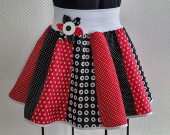 Clown skirt size 34/36/38/40/42 including flower pin clown dress clown dress carnival costume women's carnival clown skirt carnival red black