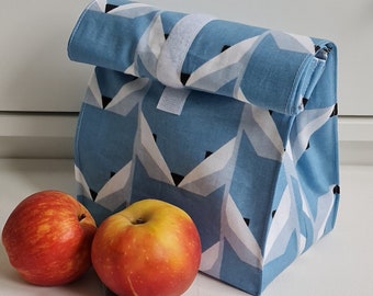 Lunchbag XXL Brotbeutel auswischbar Fuchs blau wasserabweisend Frühstücksbeutel Jungen Mädchen Kindergarten Schule