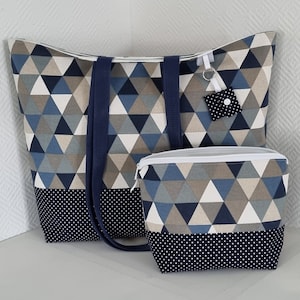 Strandtasche wasserabweisend marineblau I große XXL Badetasche I Waschhaustasche Camping I Saunatasche Damen I Waschraumtasche beige