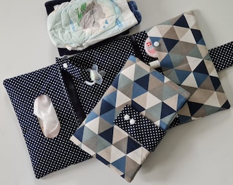 Diaper bag 3 sides diaper bag navy blue grey birth gift for boys