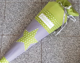 Schultüte STERNE lila ★Stoff★personalisierbar★handmade★Kissen★NEU★