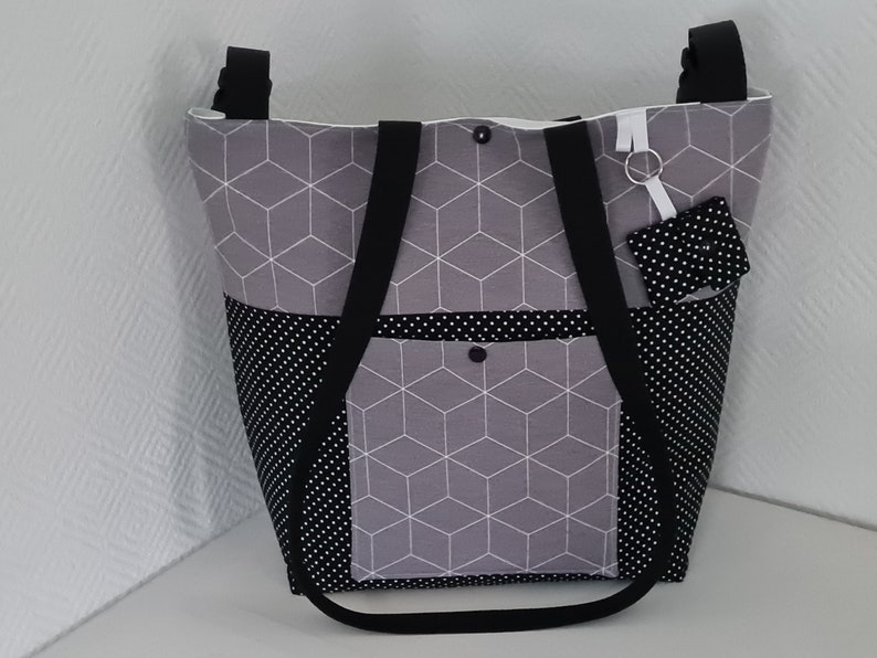 Stroller bag water-repellent diaper bag diaper bag boys girls geometric pattern gray black shoulder bag organizer baby image 4