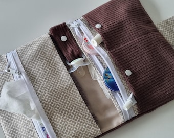 Windeltasche Cord braun mit wasserabweisender Wickelunterlage - Große XXL Wickeltasche mit Unterlage - neutrales Geschenk Geburt/Babyparty