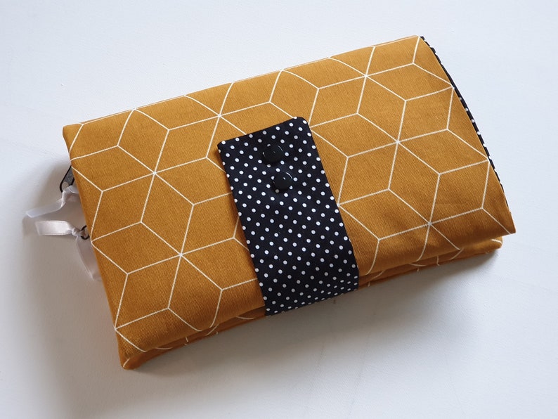 Wickeltasche 3 Seiten große Windeltasche XXL mit Wickelunterlage + personalisiert mit Namen möglich senfgelb schwarz Jungen Mädchen zdjęcie 4