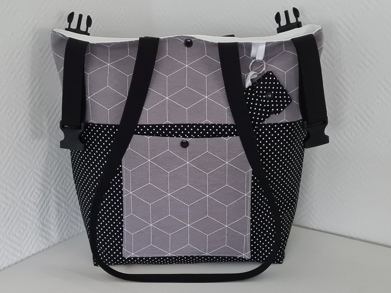Stroller bag water-repellent diaper bag diaper bag boys girls geometric pattern gray black shoulder bag organizer baby image 1