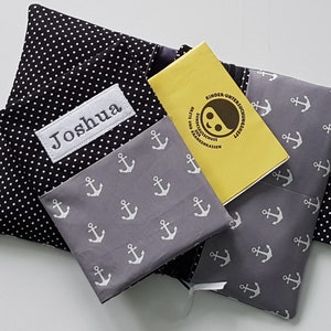 U-Heft Hülle mit Impfpassfach personalisiert I Geburtsgeschenk Mädchen Junge I mit passender Windeltasche/Wickeltasche möglich I Anker grau