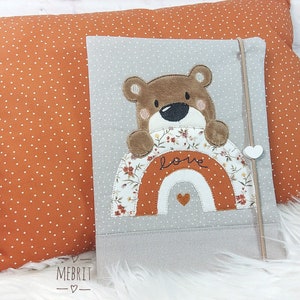Süße U-Heft Hülle mit Namen und Fach für Impfpass  Krankenkassenkarte, Hefthülle, Mebrit, U-Heft, Babygeschenk Jungs, beige, Teddy, Mädchen