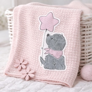 Applikation Hund, Patches, Aufnäher, Bügelapplikation, Stickwolke, Mebrit, Patch, Bügelbild, Wunschfarbe, Mädchen, Jungs, Ballon, Schultüte